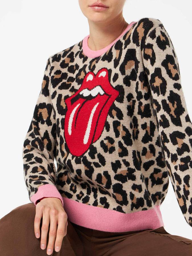 Mc2 Saint Barth Maglia da donna garzata con stampa animalier | EDIZIONE SPECIALE DEI ROLLING STONES®