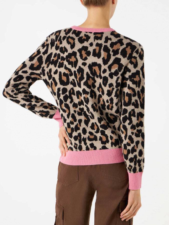 Mc2 Saint Barth Maglia da donna garzata con stampa animalier | EDIZIONE SPECIALE DEI ROLLING STONES®